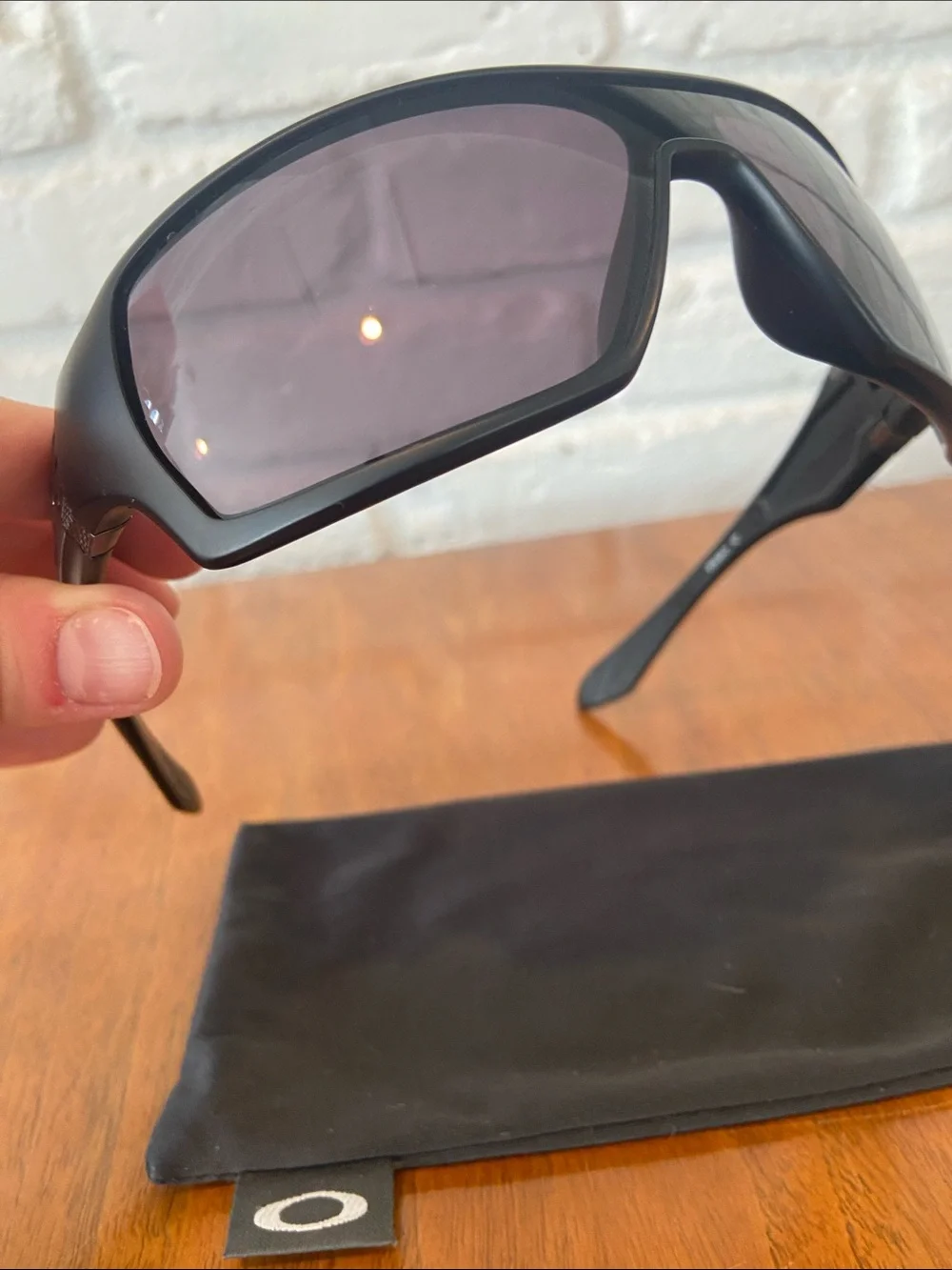 Vintage Oakley Dart Black Wrap Shield Sunglasses with Dark Lenses